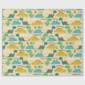 恐竜カラフル模様 ラッピングペーパー (フラット)