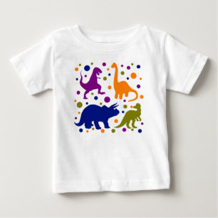 恐竜カラフル水玉模様ベビー子供 ベビーTシャツ