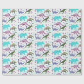 恐竜カラフル狂 ラッピングペーパー (フラット)