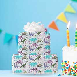 恐竜カラフル狂 ラッピングペーパー