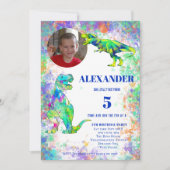 恐竜カラフル誕生会 招待状 (正面)