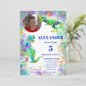 恐竜カラフル誕生会 招待状 (スタンド正面)