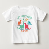 恐竜カラフル誕生日名 ベビーTシャツ (正面)