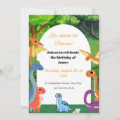 恐竜カラフル誕生日招待状子供へ 招待状 (正面)