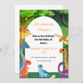 恐竜カラフル誕生日招待状子供へ 招待状 (正面/裏面)