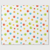 恐竜カラフル足跡バースデーパーティー ラッピングペーパー (フラット)