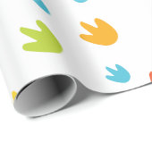 恐竜カラフル足跡バースデーパーティー ラッピングペーパー (ロールコーナー)