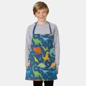 恐竜カラフル類 エプロン (着用した状態)