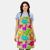 恐竜カラフル類 エプロン (着用した状態)
