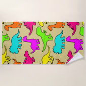 恐竜カラフル類 ビーチタオル (正面)