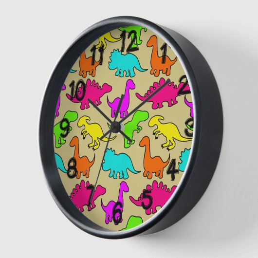 恐竜カラフル類 壁時計 (傾斜)