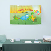 恐竜カラフル風船キッズグリーン誕生日 横断幕 (トレードショー)