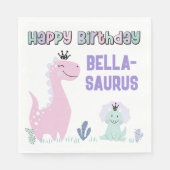 恐竜ガーリーのA轟音の誕生日パーティー任意の年齢 スタンダードランチョンナプキン (正面)