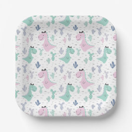 恐竜ガーリーのA轟音の誕生日パーティー任意の年齢 ペーパープレート