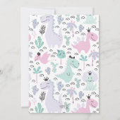 恐竜ガーリーのA轟音の誕生日パーティー任意の年齢 招待状 (裏面)