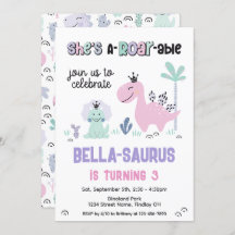 恐竜ガーリーのA轟音の誕生日パーティー任意の年齢