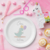 恐竜ガーリーピンク青薄紫誕生会 ペーパープレート (パーティー)
