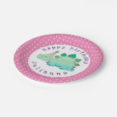 恐竜ガーリー|子供の誕生日パーティー ペーパープレート (アングル)