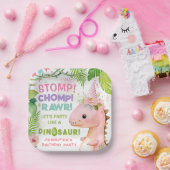 恐竜ガールズピンクバースデーパーティー紙プレート ペーパープレート (パーティー)