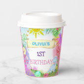 恐竜ガールズフローラグリッター誕生日 紙コップ (正面)