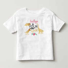 恐竜ガールズ4歳の誕生日 トドラーTシャツ