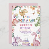 恐竜ガールディーノバースデーパーティー 招待状 (正面/裏面)