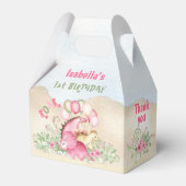 恐竜ガールパステルピンクグリーンの誕生日 フェイバーボックス (正面サイド)