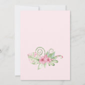 恐竜ガールピンクパステルかわいいフローラ1st誕生日 招待状 (裏面)