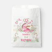 恐竜ガールピンクパステルかわいいフローラ2nd誕生日 フェイバーバッグ (正面)