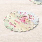 恐竜ガールピンクパステルかわいいフローラ2nd誕生日 ペーパーコースター (アングル)