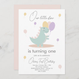 恐竜ガールピンクブルーリラバースデーパーティー 招待状