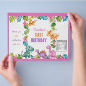 恐竜ガールファースト誕生日チップバッグラッパー チラシ (手)