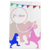 恐竜ガールボーイパーティーフラッグスカスタム ミディアムペーパーバッグ (裏面)