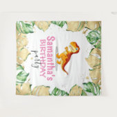 恐竜ガール誕生日背景 タペストリー (正面(横))