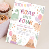 恐竜ガール4th誕生日招待状かわいいベビーディノ4 招待状