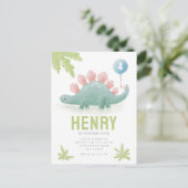 恐竜キッズの誕生日招待状ポストカード ポストカード (スタンド正面)