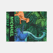 恐竜キッズディノジュラシックトレックスボーイカスタマイズ フリースブランケット (正面(横))