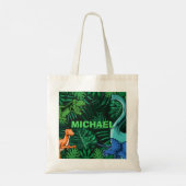 恐竜キッズディノジュラシックトレックスボーイパーソナライズされた トートバッグ (裏面)