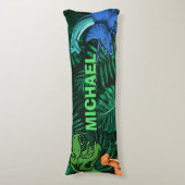 恐竜キッズディノジュラシックトレックスボーイパーソナライズされた ボディピロー (正面縦)