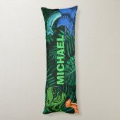 恐竜キッズディノジュラシックトレックスボーイパーソナライズされた ボディピロー (裏面 (縦))