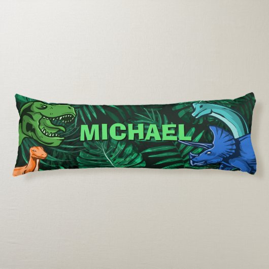 恐竜キッズディノジュラシックトレックスボーイパーソナライズされた ボディピロー (正面)