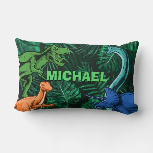 恐竜キッズディノジュラシックトレックスボーイパーソナライズされた ランバークッション (裏面)