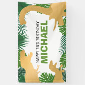 恐竜キッズディノジュラシックトレックスボーイ誕生日 横断幕 (縦)