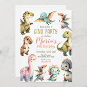 恐竜キッズディノ誕生日パーティーの招待状 招待状 (正面/裏面)