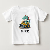 恐竜キッドオンイエロー建築車 ベビーTシャツ (正面)