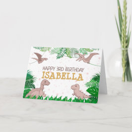 恐竜キッドディノジュラシックトレックスピンクガール誕生日 カード