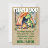 恐竜キャンプアウトパーティーサンキューカード 招待状 (正面)