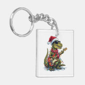 恐竜ギタープレーヤークリスマス キーホルダー (正面左)