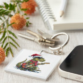 恐竜ギタープレーヤークリスマス キーホルダー (正面右)