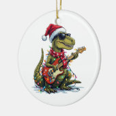 恐竜ギタープレーヤークリスマス セラミックオーナメント (左)